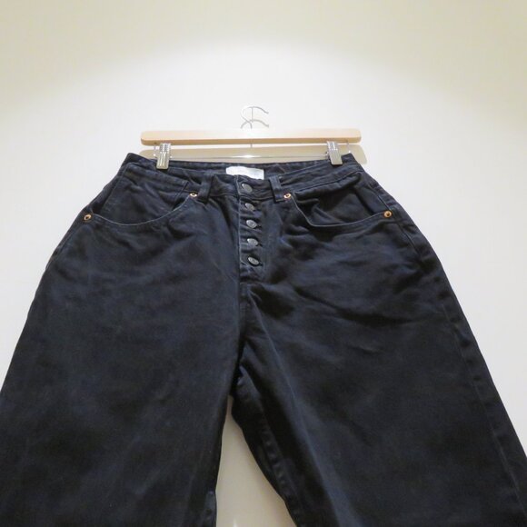 DECADE STUDIO Pamela Slim Tapered High Rise Jeans in Black Denim Minimalist 28 - Picture 8 of 13
